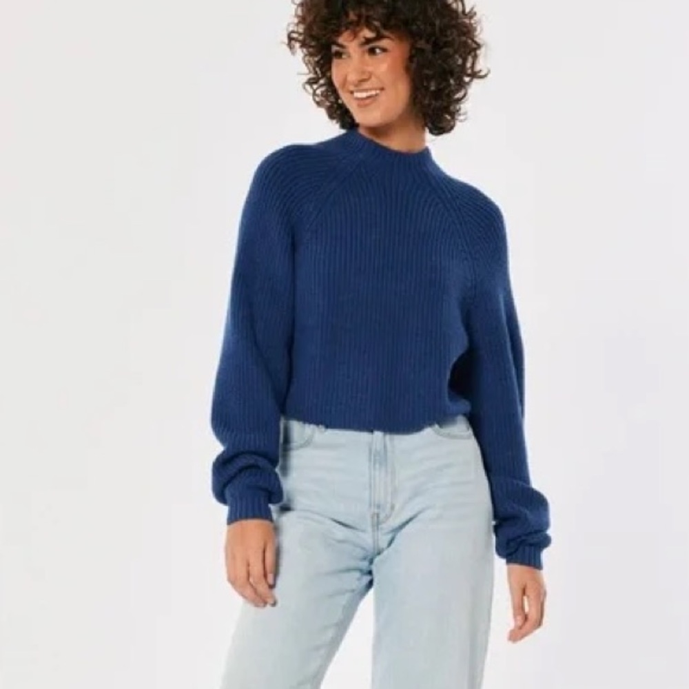 Royal Blue Hollister Mock-neck Knit Sweater